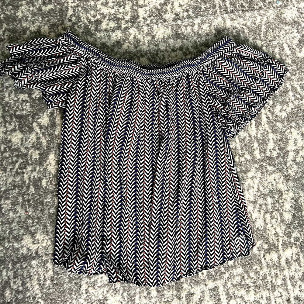 Anthropologie - Sunday in Brooklyn Black Chevron Off The Shoulder. M. Like New.